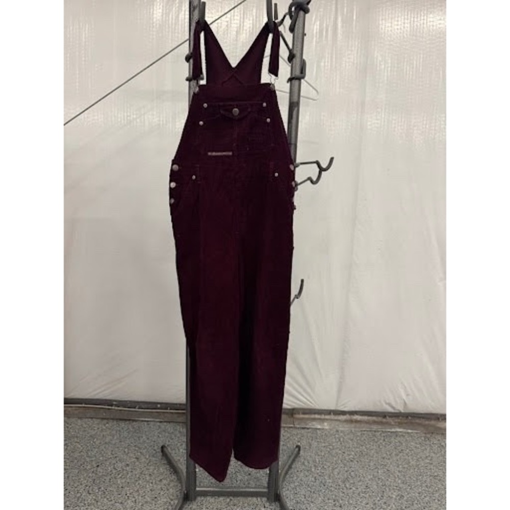 Vintage Squeeze Jeans Corduroy Overalls Women's Large Burgundy Maroon USA Style